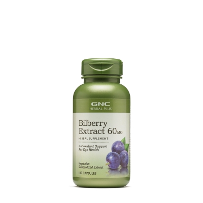 GNC HERBAL PLUS BILBERRY EXTRACT 60MG 100 Capsules
